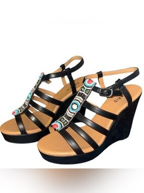 Torrid Black Multi-Color Beaded Wedges